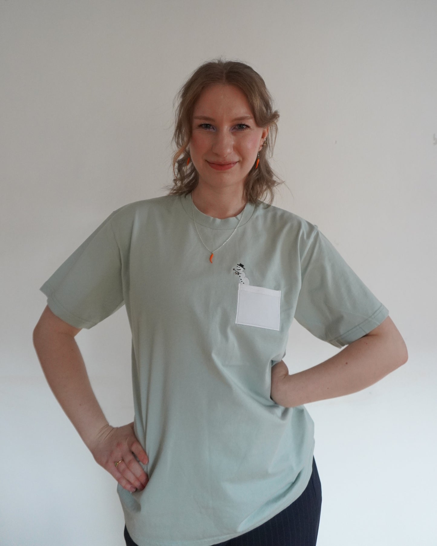 Schneemensch mit Brusttasche