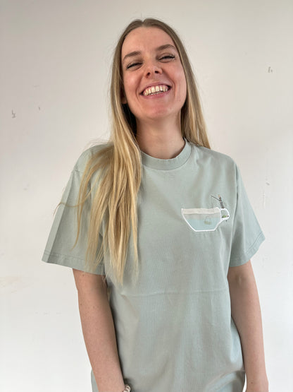 Teebeutelangeln Pettersson und Findus mit Teetassenbrusttasche