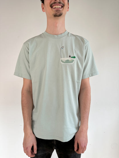 Krokodil in der Badewanne (transparente Brusttasche)