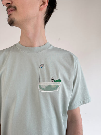 Krokodil in der Badewanne (transparente Brusttasche)