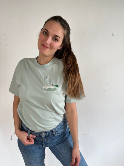 Krokodil in der Badewanne (transparente Brusttasche)