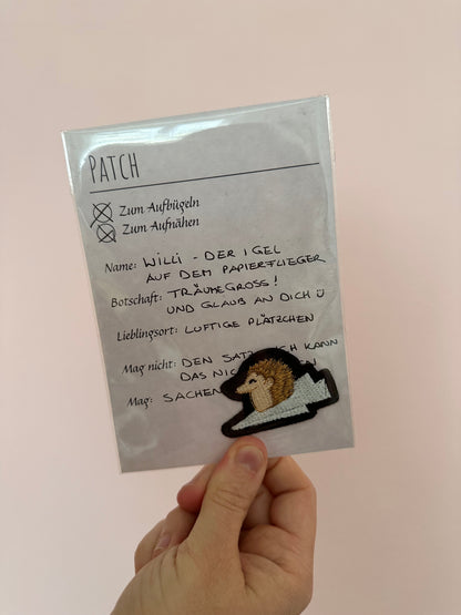 Patch Willi - Der Igel auf dem Papierflieger