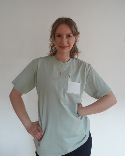 Schneemensch mit Brusttasche