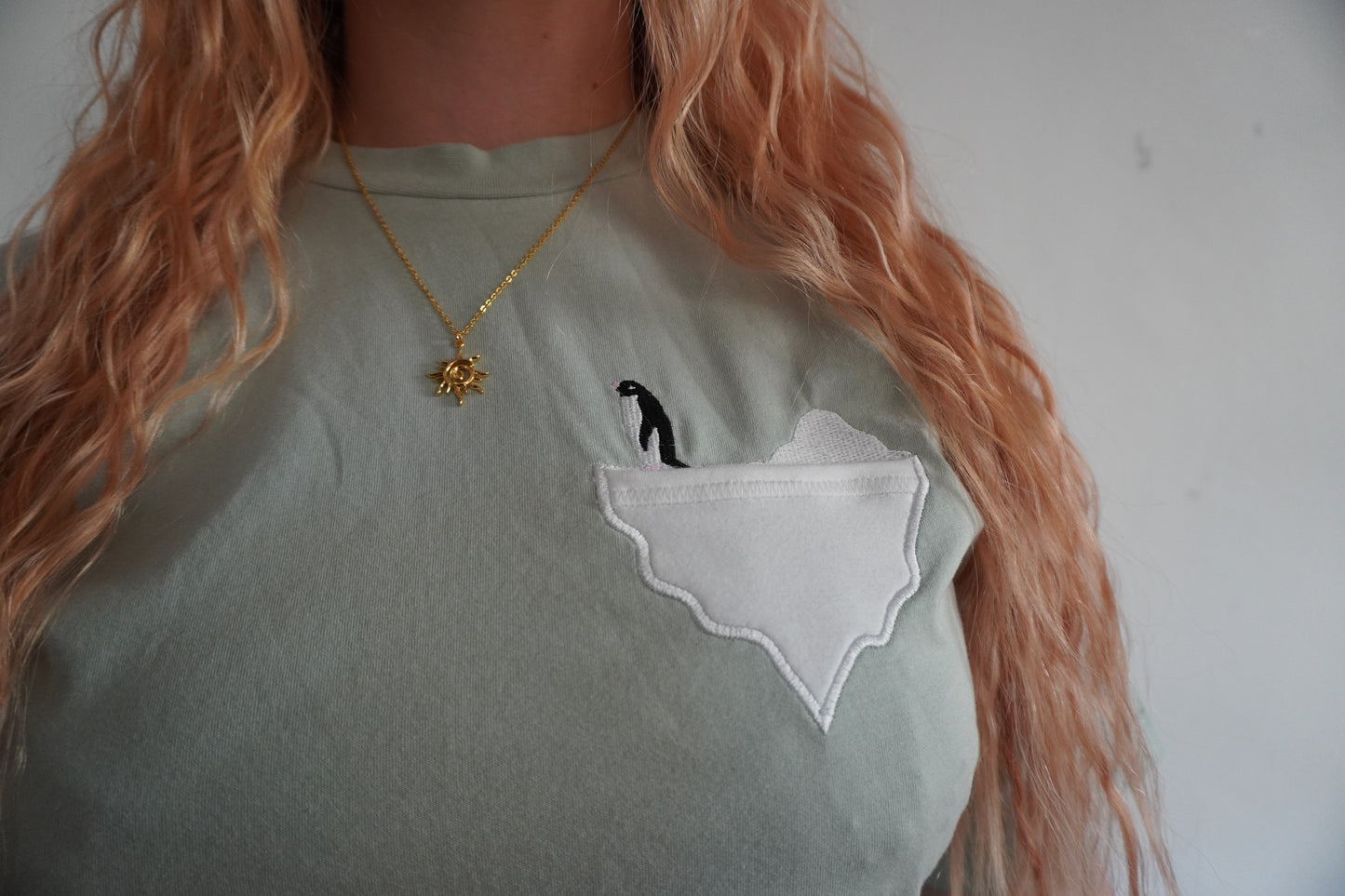 Pinguin auf Eisschollen-Brusttasche