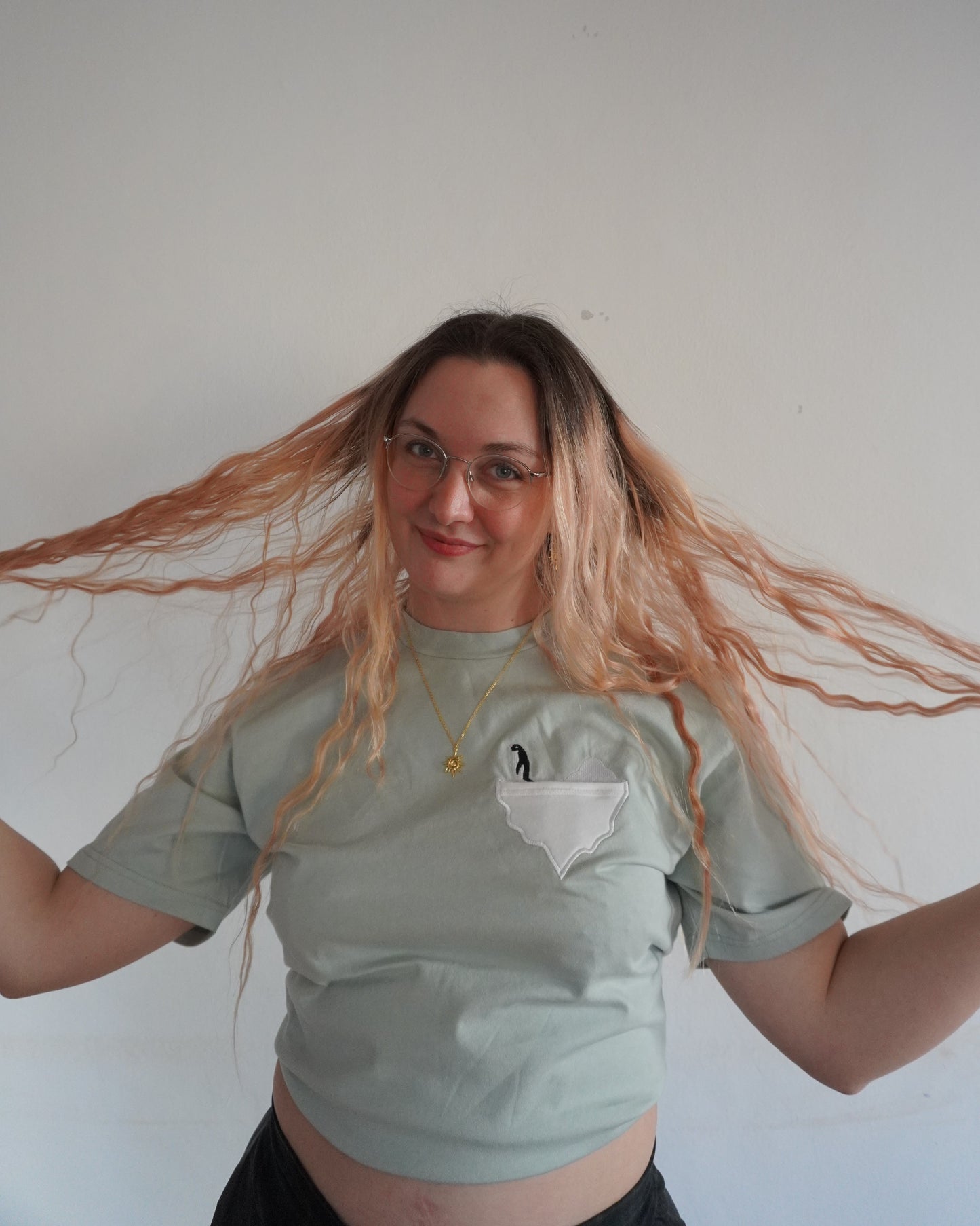 Pinguin auf Eisschollen-Brusttasche