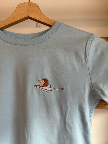 Igel auf Papierflieger